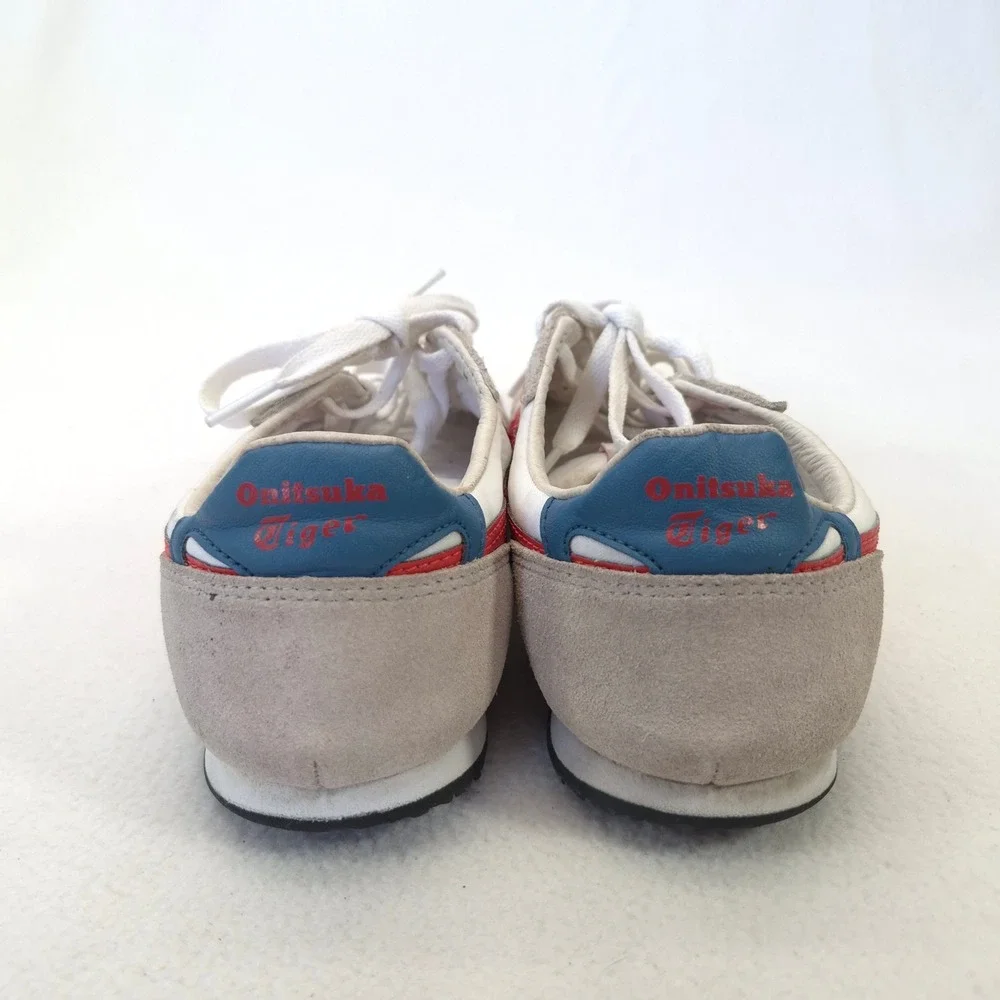 Onitsuka Tiger Serrano White Red Leather Suede Sneakers Mens 5 Womens 6.5